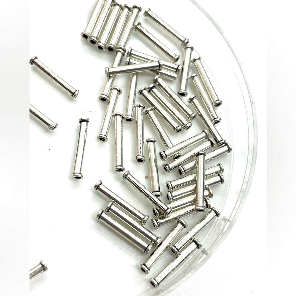Lot of 20 Sterling Silver Tube Beads - Picture 2 of 3